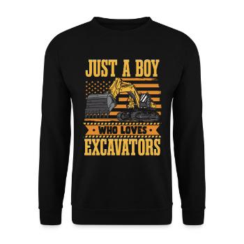 Just A Boy Who Loves Excavators - Unisex Sweatshirt - black - Front - Alina (178cm) & Michal (187cm)