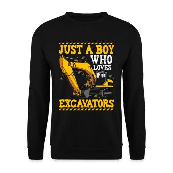 Just A Boy Who Loves Excavators - Unisex Sweatshirt - black - Front - Alina (178cm) & Michal (187cm)