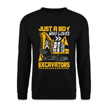 Just A Boy Who Loves Excavators - Unisex Sweatshirt - black - Front - Alina (178cm) & Michal (187cm)
