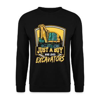 Just A Boy Who Loves Excavators - Unisex Sweatshirt - black - Front - Alina (178cm) & Michal (187cm)