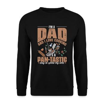 Kochender Papa-Witz - Unisex Pullover - Schwarz - Vorne - Alina (178cm) & Michal (187cm)