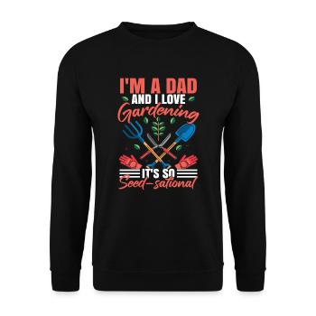 Garten-Papa-Witz - Unisex Pullover - Schwarz - Vorne - Alina (178cm) & Michal (187cm)