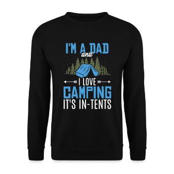 Camping-Papa-Witz - Unisex Pullover - Schwarz - Vorne - Alina (178cm) & Michal (187cm)