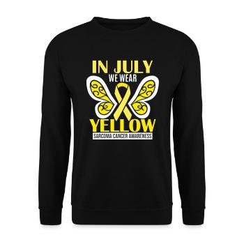 In July We Wear Yellow Sarcoma Cancer Awareness - Unisex Sweatshirt - black - Front - Alina (178cm) & Michal (187cm)