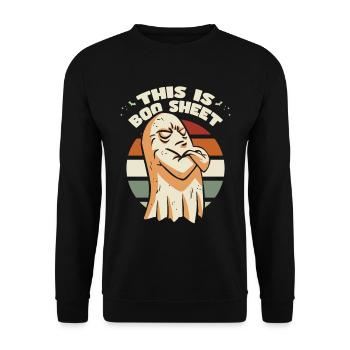 Halloween, das ist Boo Blatt - Unisex Pullover - Schwarz - Vorne - Alina (178cm) & Michal (187cm)
