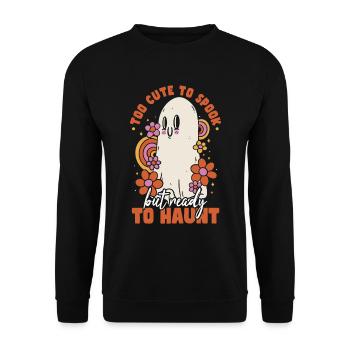 Zu süß, um Geister-Halloween zu spuken - Unisex Pullover - Schwarz - Vorne - Alina (178cm) & Michal (187cm)