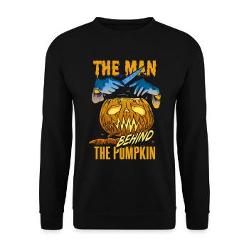 L’homme derrière la citrouille Halloween - Sweat-shirt Unisexe - noir - Devant - Alina (178cm) & Michal (187cm)
