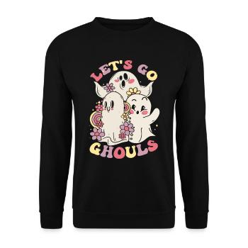 Halloween Ghost Lets Go Ghuls - Unisex Pullover - Schwarz - Vorne - Alina (178cm) & Michal (187cm)