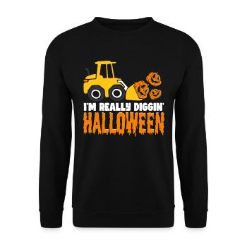 Citrouille excavatrice d’Halloween - Sweat-shirt Unisexe - noir - Devant - Alina (178cm) & Michal (187cm)