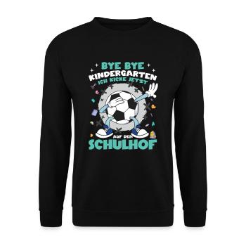 Schulkind Einschulung Schultüte Fußball - Unisex Pullover - Schwarz - Vorne - Alina (178cm) & Michal (187cm)
