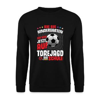 Fußball Einschulung 1. Klasse - Unisex Pullover - Schwarz - Vorne - Alina (178cm) & Michal (187cm)