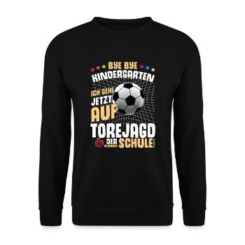 Schulkind Fußball Schulstart Geschenk Schultüte - Unisex Pullover - Schwarz - Vorne - Alina (178cm) & Michal (187cm)