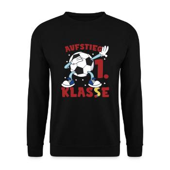 Lustiges Einschulung Grundschule Fußball - Unisex Pullover - Schwarz - Vorne - Alina (178cm) & Michal (187cm)