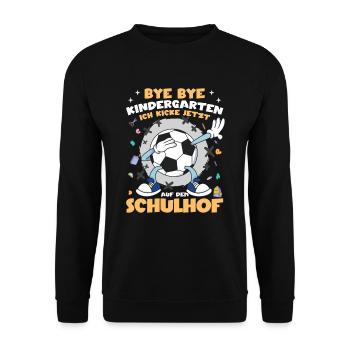 Grundschule Einschulung Fußball - Unisex Pullover - Schwarz - Vorne - Alina (178cm) & Michal (187cm)
