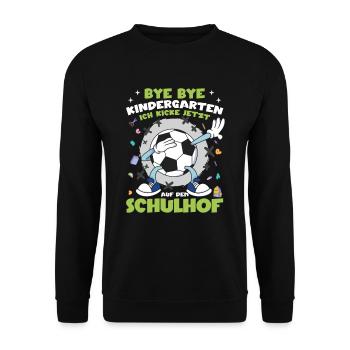 Fußball Einschulung Geschenk Schulanfang - Unisex Pullover - Schwarz - Vorne - Alina (178cm) & Michal (187cm)