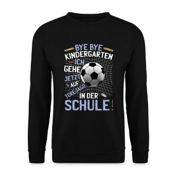 Fußball Schule Schulanfang - Unisex Pullover - Schwarz - Vorne - Alina (178cm) & Michal (187cm)