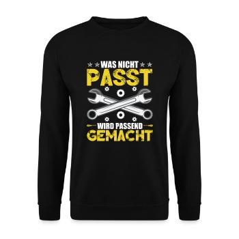 Sprüche KFZ Mechaniker Auto Werkstatt - Unisex Pullover - Schwarz - Vorne - Alina (178cm) & Michal (187cm)
