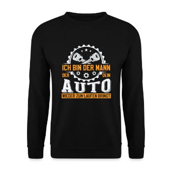 Auto Sprüche Lustig Mechaniker Mechatroniker - Unisex Pullover - Schwarz - Vorne - Alina (178cm) & Michal (187cm)
