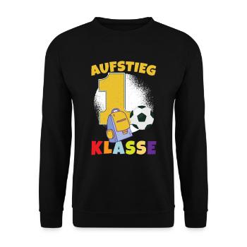 Aufstieg 1. Klasse - Unisex Pullover - Schwarz - Vorne - Alina (178cm) & Michal (187cm)