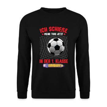 Einschulung 1. Klasse - Unisex Pullover - Schwarz - Vorne - Alina (178cm) & Michal (187cm)