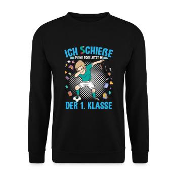 1. Klasse Grundschule Dab Fußball Schulkind - Unisex Pullover - Schwarz - Vorne - Alina (178cm) & Michal (187cm)