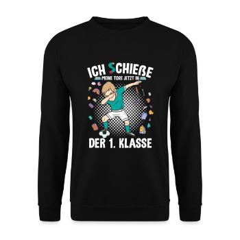 Schulkind 2023 1. Klasse - Unisex Pullover - Schwarz - Vorne - Alina (178cm) & Michal (187cm)