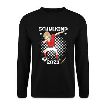 Grundschule Einschulung Schulkind 2023 - Unisex Pullover - Schwarz - Vorne - Alina (178cm) & Michal (187cm)