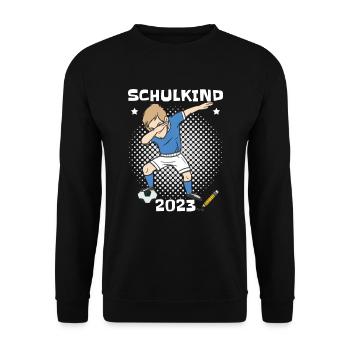 Lustige Schultüte Fußball Schulkind 2023 - Unisex Pullover - Schwarz - Vorne - Alina (178cm) & Michal (187cm)