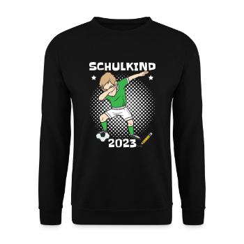 Fußball Schulkind 2023 Grundschule - Unisex Pullover - Schwarz - Vorne - Alina (178cm) & Michal (187cm)