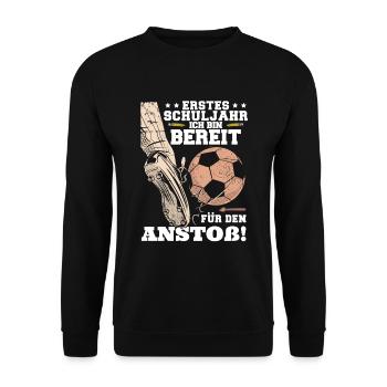 Schulkind Schultag Schultüte Fußball - Unisex Pullover - Schwarz - Vorne - Alina (178cm) & Michal (187cm)
