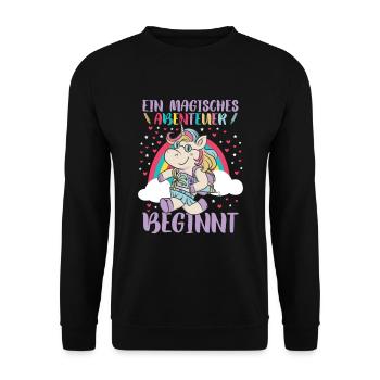 Kita Kindergarten Grundschule Einschulung - Unisex Pullover - Schwarz - Vorne - Alina (178cm) & Michal (187cm)