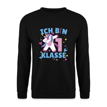 Grundschule Kindergarten Einschulung - Unisex Pullover - Schwarz - Vorne - Alina (178cm) & Michal (187cm)
