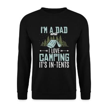 Papa Tente Camping Joke Drôle Papa Jogue - Sweat-shirt Unisexe - noir - Devant - Alina (178cm) & Michal (187cm)