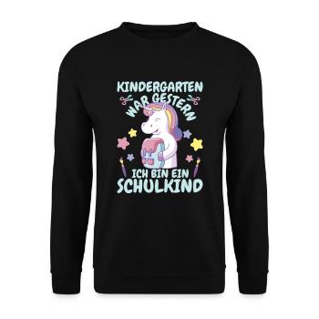 Schülerin Erstklässlerin Grundschule - Unisex Pullover - Schwarz - Vorne - Alina (178cm) & Michal (187cm)