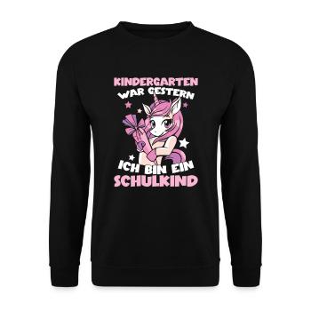 Ich Bin Ein Schulkind Grundschule - Unisex Pullover - Schwarz - Vorne - Alina (178cm) & Michal (187cm)