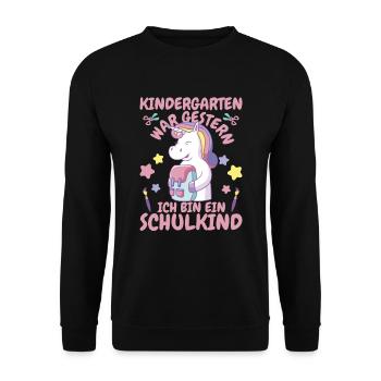 Ich Bin Ein Schulkind Grundschule - Unisex Pullover - Schwarz - Vorne - Alina (178cm) & Michal (187cm)