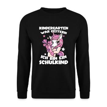 Kindergarten War Gestern Ich Bin Ein Schulkind - Unisex Pullover - Schwarz - Vorne - Alina (178cm) & Michal (187cm)