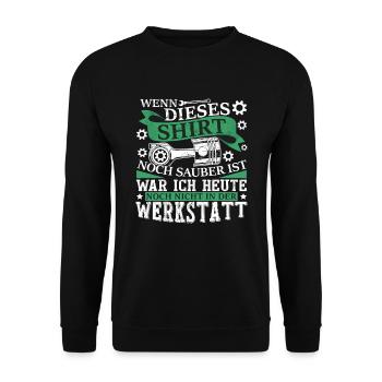 KFZ Mechaniker Sprüche Werkstatt - Unisex Pullover - Schwarz - Vorne - Alina (178cm) & Michal (187cm)