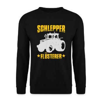 Schlepper Flüsterer - Unisex Pullover - Schwarz - Vorne - Alina (178cm) & Michal (187cm)
