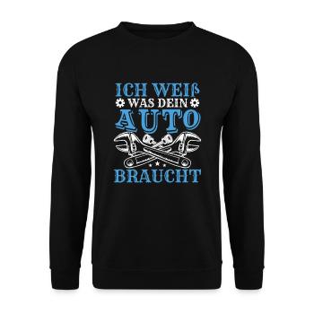Automechaniker Lustig Humor Auto Werkstatt - Unisex Pullover - Schwarz - Vorne - Alina (178cm) & Michal (187cm)