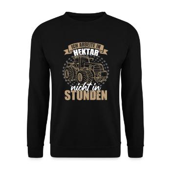 Ich Arbeite In Hektar Nicht In Stunden Landwirt - Unisex Pullover - Schwarz - Vorne - Alina (178cm) & Michal (187cm)