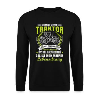 Traktorfahrer Sprüche Schlepper - Unisex Pullover - Schwarz - Vorne - Alina (178cm) & Michal (187cm)