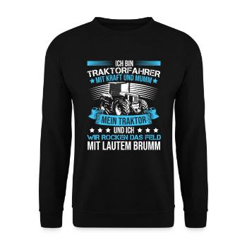Traktor Sprüche Landwirt Geschenk Bauernhof - Unisex Pullover - Schwarz - Vorne - Alina (178cm) & Michal (187cm)