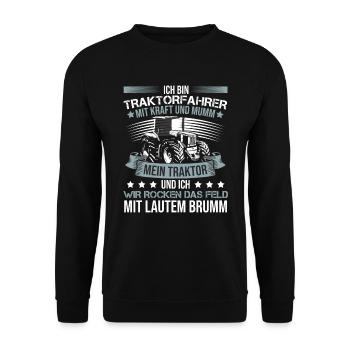 Ich bin Traktorfahrer Schlepper Sprüche - Unisex Pullover - Schwarz - Vorne - Alina (178cm) & Michal (187cm)