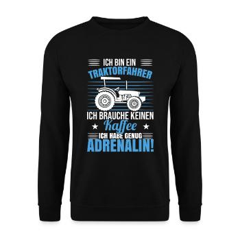 Traktor Lustig Trecker - Unisex Pullover - Schwarz - Vorne - Alina (178cm) & Michal (187cm)