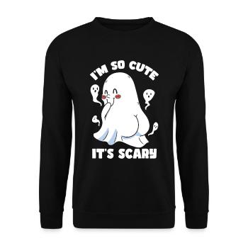 Ghost Halloween Ich bin so süß, dass es gruselig ist - Unisex Pullover - Schwarz - Vorne - Alina (178cm) & Michal (187cm)