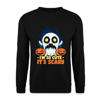 Ich bin so süß, dass es gruselig ist Halloween lustige Geisterkinder - Unisex Pullover - Schwarz - Vorne - Alina (178cm) & Michal (187cm)