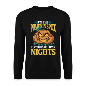 Halloween Ich bin das Pumpkin Spice - Unisex Pullover - Schwarz - Vorne - Alina (178cm) & Michal (187cm)