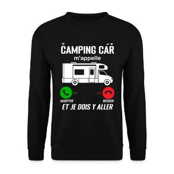 Camping-Car M'Appelle ! Je Dois Y Aller - Sweat-shirt Unisexe - noir - Devant - Alina (178cm) & Michal (187cm)