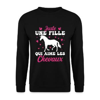 Juste Une Fille Qui Aime Les Cheveux ! - Sweat-shirt Unisexe - noir - Devant - Alina (178cm) & Michal (187cm)